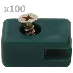 Ensemble de 100 supports de fil de cl&ocirc;ture avec vis Vert