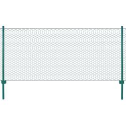 Cl&ocirc;ture en grillage m&eacute;tallique avec poteaux Acier 25x0,5 m Vert