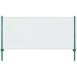 Cl&ocirc;ture en grillage m&eacute;tallique avec poteaux Acier 25x0,75m Vert