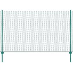 Cl&ocirc;ture en grillage m&eacute;tallique avec poteaux Acier 25x2 m Vert