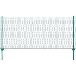 Cl&ocirc;ture en grillage m&eacute;tallique avec poteaux Acier 25x1 m Vert