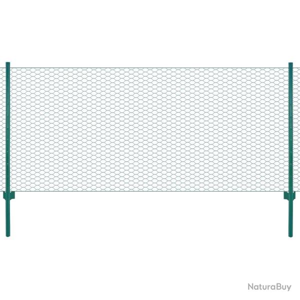 Cl�ture en grillage m�tallique avec poteaux Acier 25x1 m Vert
