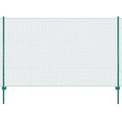 Cl&ocirc;ture en grillage m&eacute;tallique avec poteaux Acier 25x2 m Vert