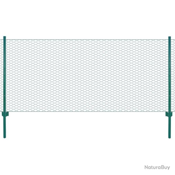 Cl�ture en grillage m�tallique avec poteaux Acier 25x1 m Vert