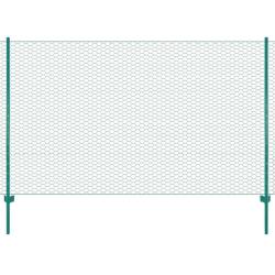 Cl&ocirc;ture en grillage m&eacute;tallique avec poteaux Acier 25x1,5 m Vert