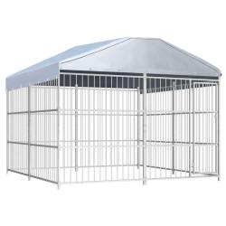 Chenil d'ext&eacute;rieur avec toit pour chiens 300 x 300 x 200 cm