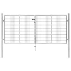 Portail de  en acier galvanis&eacute; 300 x 100 cm argent&eacute;