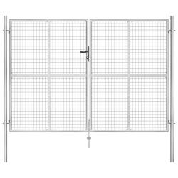 Portail de  en acier galvanis&eacute; 300 x 175 cm argent