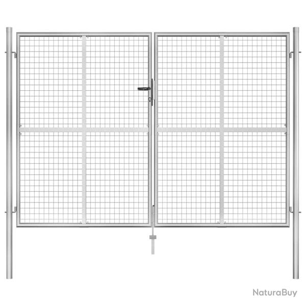 Portail de  en acier galvanis� 300 x 175 cm argent