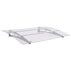 Auvent de porte argent&eacute; et transparent 120x90 cm polycarbonate