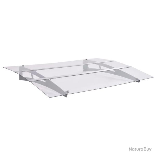 Auvent de porte argent et transparent 150x90 cm PET
