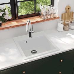 &Eacute;vier de cuisine Granit Seul lavabo Blanc