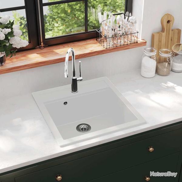 �vier de cuisine Granit Seul lavabo Blanc