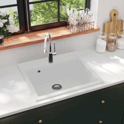 &Eacute;vier de cuisine Granit Seul lavabo Blanc