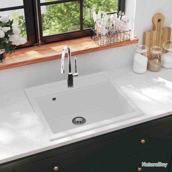 �vier de cuisine Granit Seul lavabo Blanc