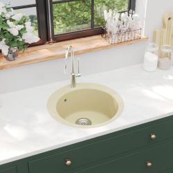 &Eacute;vier de cuisine Granit Seul lavabo Rond Beige