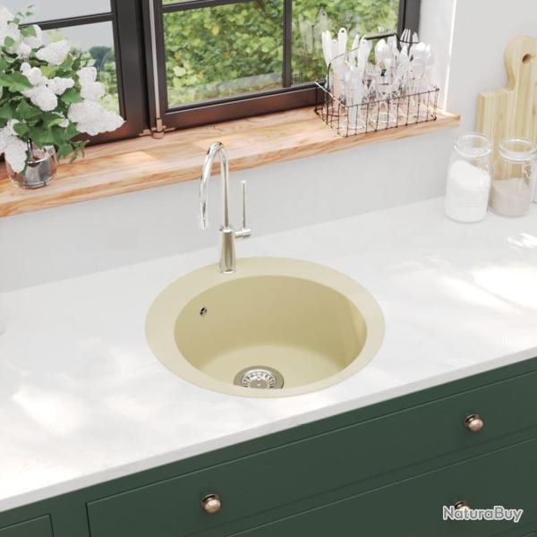 �vier de cuisine Granit Seul lavabo Rond Beige