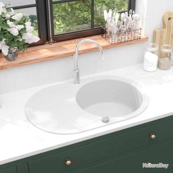 �vier de cuisine Granit Seul lavabo Ovale Blanc