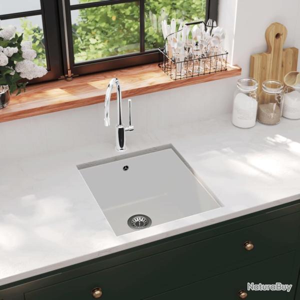 �vier de cuisine Granit Seul lavabo Blanc