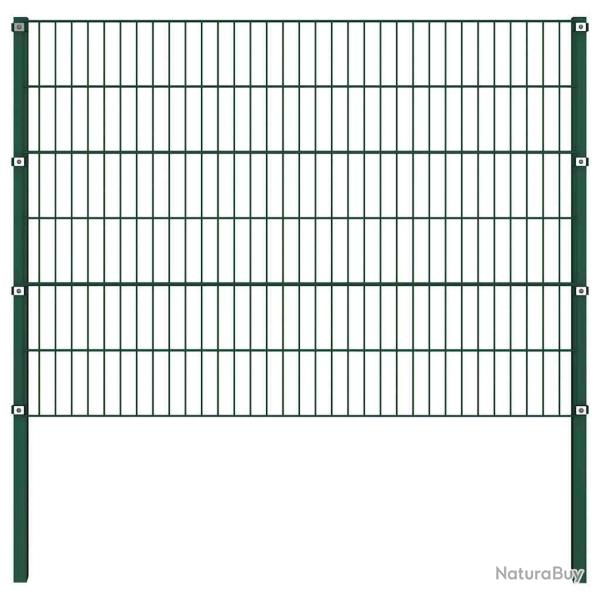 Panneau de cl�ture avec poteaux en fer 176,5 x 120 cm Vert