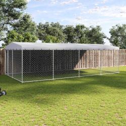 Chenil ext&eacute;rieur avec toit pour chiens 7,6x3,8x2,3 m