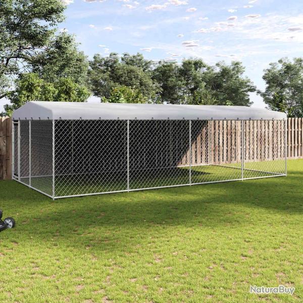 Chenil ext�rieur avec toit pour chiens 7,6x3,8x2,3 m