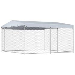 Chenil ext&eacute;rieur avec toit pour chiens 382x382x225 cm
