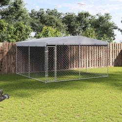 Chenil ext&eacute;rieur avec toit pour chiens, pour le jardin, 382 &times; 382 &times; 225 cm