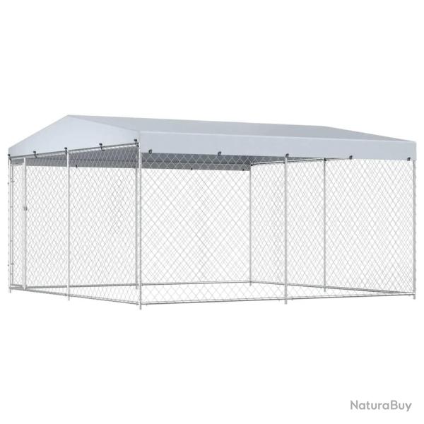 Chenil ext�rieur avec toit pour chiens 382x382x225 cm