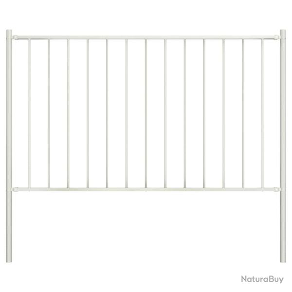 Panneau de cl�ture Woerden avec poteaux en acier 1,7�x�1�m blanc