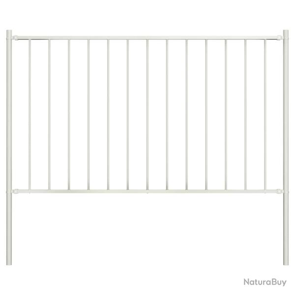 Panneau de cl�ture Woerden avec poteaux en acier 1,7�x�1,25�m blanc