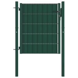 Portail de cl&ocirc;ture en PVC et acier 100x100 cm vert