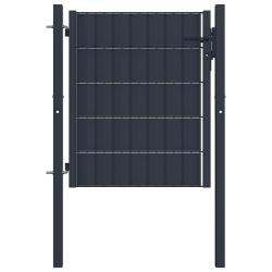 Portail de cl&ocirc;ture en PVC et acier 100 x 81 cm anthracite