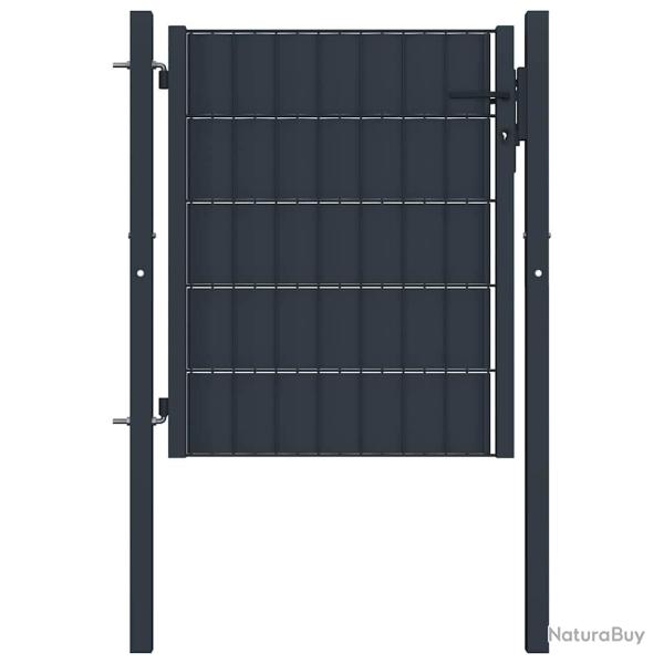 Portail de cl�ture en PVC et acier 100x100 cm anthracite