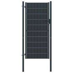 Portail de cl&ocirc;ture en PVC et acier 100 x 124 cm anthracite
