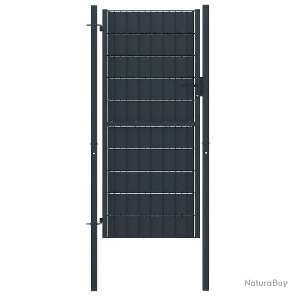 Portail de cl�ture en PVC et acier 100 x 164 cm anthracite