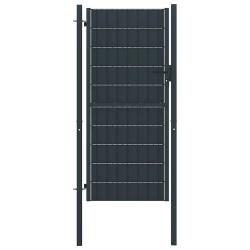 Portail de cl&ocirc;ture en PVC et acier 100 x 204 cm anthracite