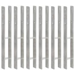 Piquets de cl&ocirc;ture 6 pcs Argent&eacute; 7x6x60 cm Acier galvanis&eacute;