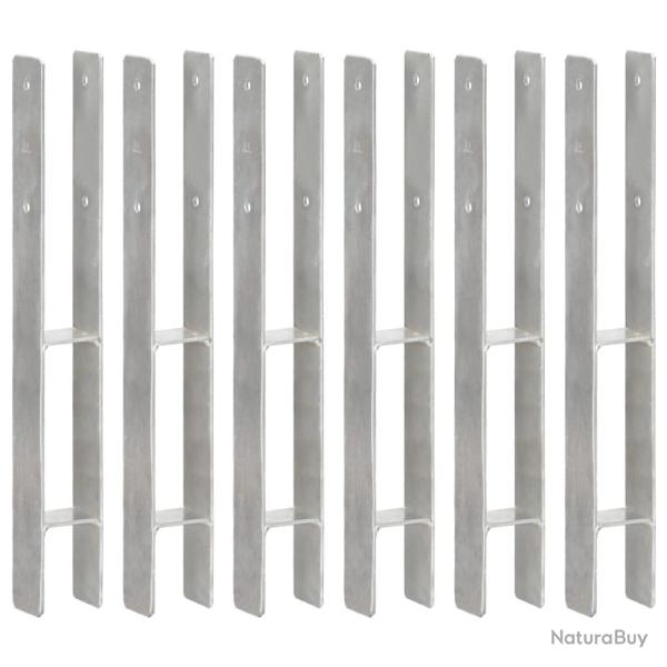 Piquets de cl�ture 6 pcs Argent� 7x6x60 cm Acier galvanis�