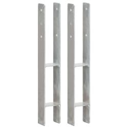 Piquets de cl&ocirc;ture 2 pcs Argent&eacute; 8x6x60 cm Acier galvanis&eacute;