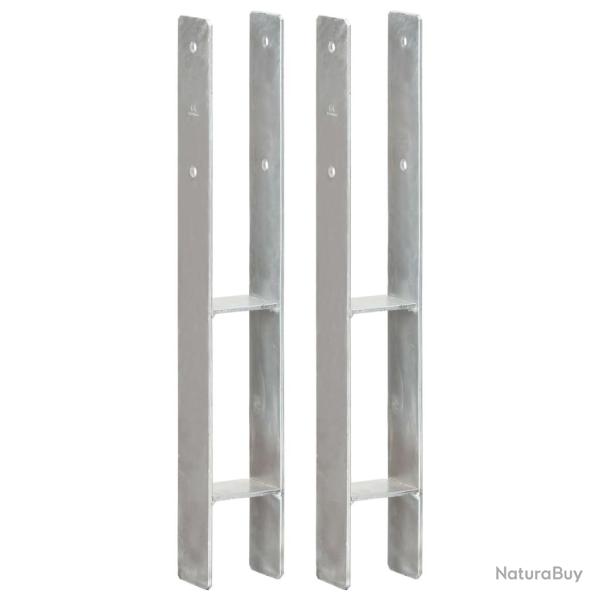 Piquets de cl�ture 2 pcs Argent� 8x6x60 cm Acier galvanis�