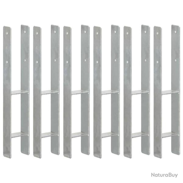 Piquets de cl�ture 6 pcs Argent� 9x6x60 cm Acier galvanis�