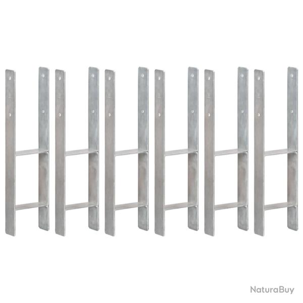 Piquets de cl�ture 6 pcs Argent� 14x6x60 cm Acier galvanis�