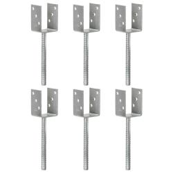 Piquets de cl&ocirc;ture 6 pcs Argent&eacute; 7x6x30 cm Acier galvanis&eacute;
