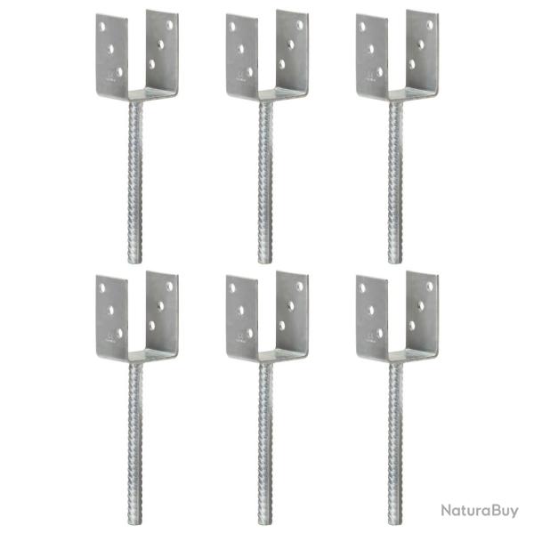 Piquets de cl�ture 6 pcs Argent� 7x6x30 cm Acier galvanis�