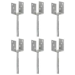 Piquets de cl&ocirc;ture 6 pcs Argent&eacute; 8x6x30 cm Acier galvanis&eacute;