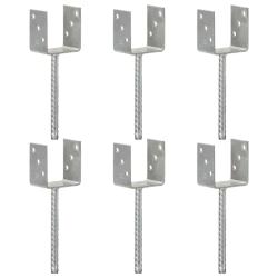 Piquets de cl&ocirc;ture 6 pcs Argent&eacute; 9x6x30 cm Acier galvanis&eacute;
