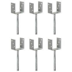 Piquets de cl&ocirc;ture 6 pcs Argent&eacute; 10x6x30 cm Acier galvanis&eacute;