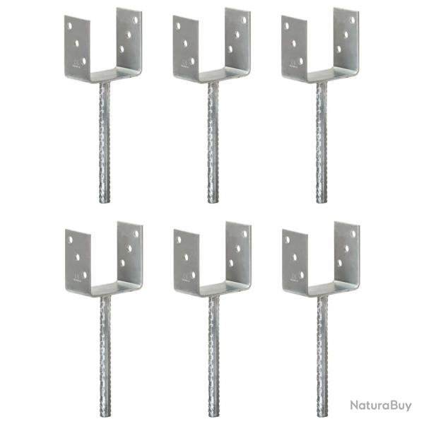 Piquets de cl�ture 6 pcs Argent� 10x6x30 cm Acier galvanis�