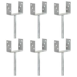Piquets de cl&ocirc;ture 6 pcs Argent&eacute; 12x6x30 cm Acier galvanis&eacute;